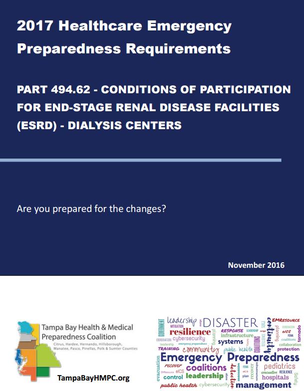 Resources Tampa Bay Health & Medical Preparedness Coalition CofP for Dialysis Centers