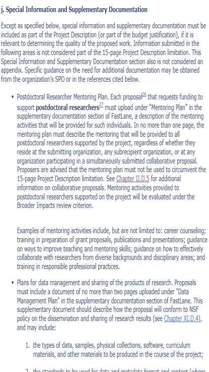 SECTIONS OF AN NSF RESEARCH PROPOSAL Special Information and Supplementary Documentation This segment should alert NSF officials to