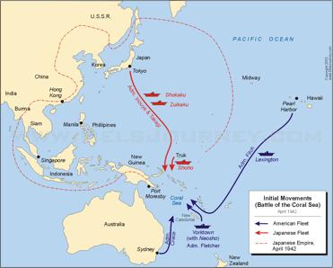 THE BATTLE OF THE CORAL SEA The tide began to turn in favor of the United States in 1942. The US defeated Japan in the Battle of Coral Sea, saving Australia from a Japanese invasion.