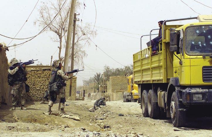 F O R C E P R O T E C T I O N Marines securing Iraqi personnel after firefight outside Baghdad, April 2003 the enemy are the convoys most likely to be attacked.