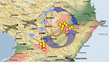 A hypothetical incident using C4ISR is illustrated by Figure C-2 and discussed below. Figure C-2. Hypothetical Incident Using C4ISR U.S. intelligence confirms that hostile forces intend to disrupt the flow of oil from the Azerbaijan region.