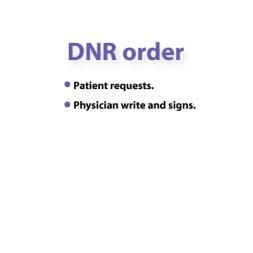 5003 Do-Not-Resuscitate Order A do-not-resuscitate (DNR) order is an order not to perform CPR if a patient has a cardiac or respiratory arrest. IMAGE: 5003.