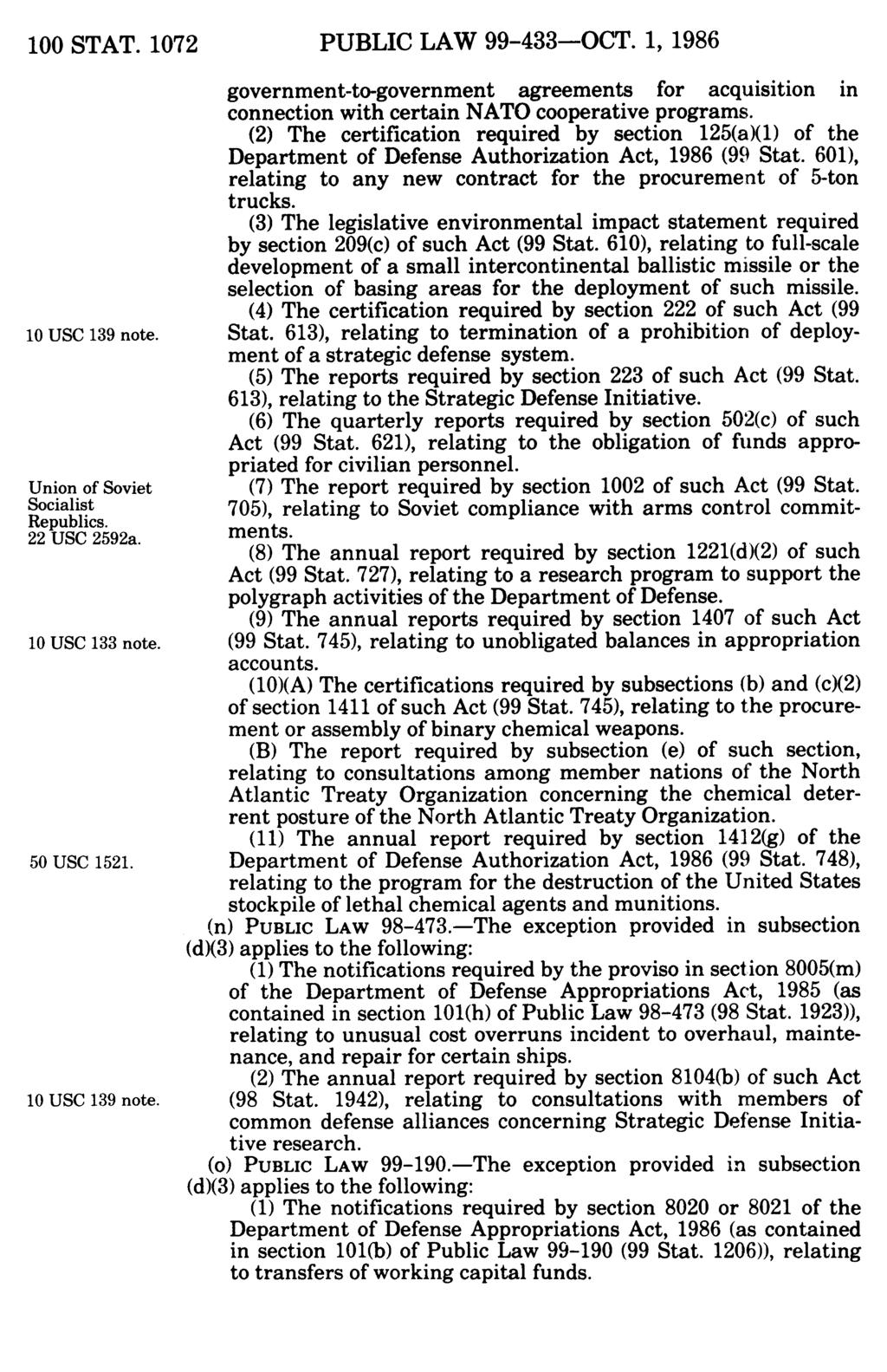 100 STAT. 1072 PUBLIC LAW 99-433-OCT. 1, 1986 government-to-government agreements for acquisition in connection with certain NATO cooperative programs.