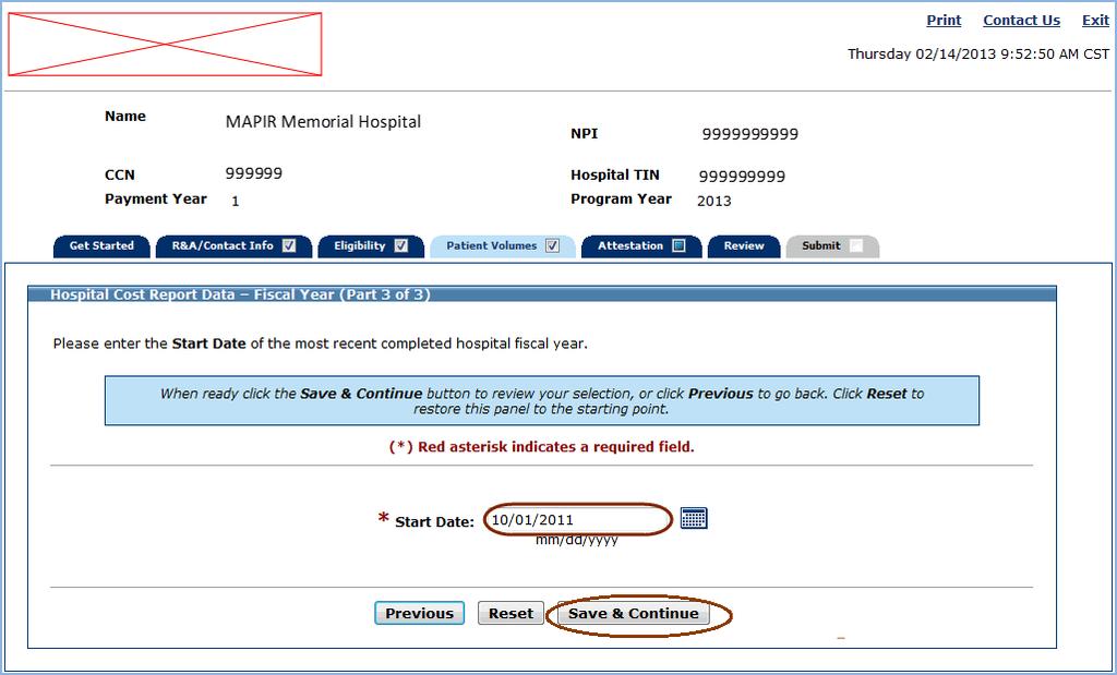 Hospital Cost Report Data Fiscal Year (Part 3 of 3) MAPIR User Guide for Eligible Hospitals Hospital Cost Report Data Fiscal Year (Part 3 of 3) The following screens will request hospital cost data.