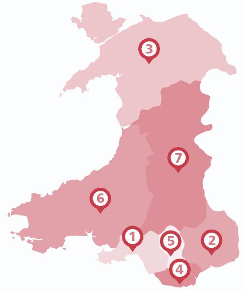 A Map of NHS Wales There are seven Health Boards in Wales that are responsible for planning and delivering all healthcare services within a geographical area. The seven Health Boards are: 1.