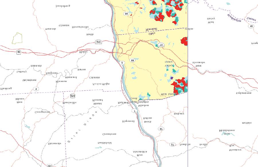 Region 10 June 2013 Type 1,2, and 3 Areas with Type Wellsburg 2 Priority Areas Outside of Existing