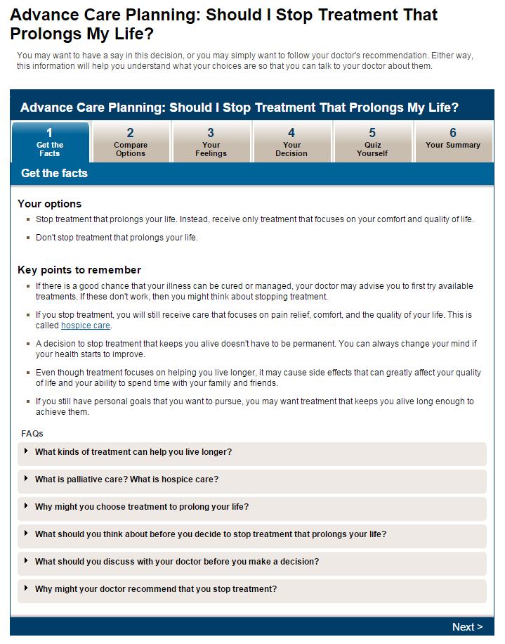 Advance Care Planning Decision Aid, Available Through OHRI 1 1) Ottawa Hospital Research Institute.