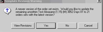 When you open the order in 'Next' Status to prepare, you will receive a 'Template Revision Warning' Single click on 'View Revisions' and the