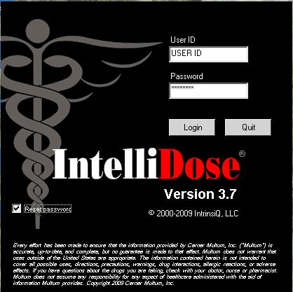 Log On IntelliDose training is scheduled following receipt of a complete system access form. A User ID and Password is assigned after training.