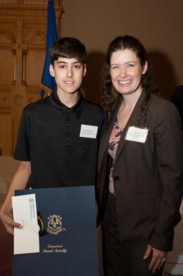 The ceremony was held in the Old Judiciary Room of the Connecticut State Capitol and attracted more than 100 students, parents and energy efficiency supporters in celebration of the students hard