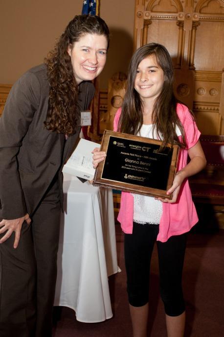 The ceremony was held in the Old Judiciary Room of the Connecticut State Capitol and attracted more than 100 students, parents and energy efficiency supporters in celebration of the students hard