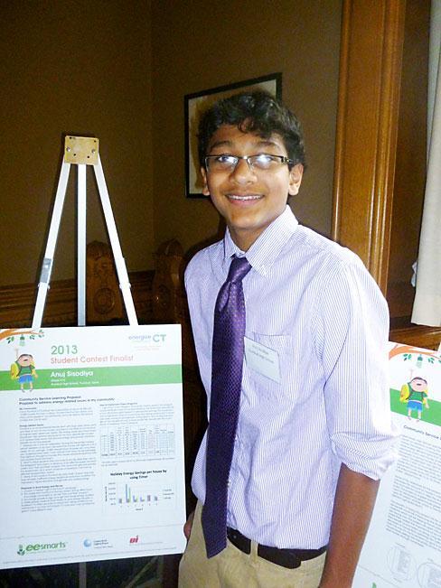 Project saves energy June 23, 2013 Anuj Sisodiya, a freshman at Trumbull High School, took the first place prize among high school students for his project to save energy throughout the community.