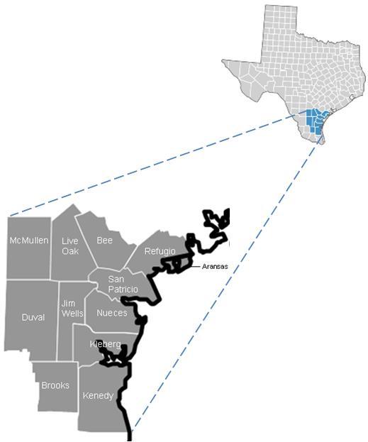 Exhibit 1 Counties of the Coastal Bend WDA.
