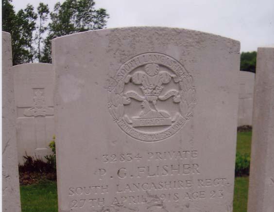 FLISHER P.G Dover Marine Private 32834 Percival (Percy) George FLISHER. 2 nd Battalion, South Lancashire Regiment.
