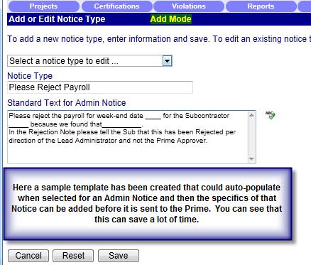 2) From the Admin Tab >>> Admin Notice Processing button Once inside this screen there is a link at the top left of the screen that says Add Notice.