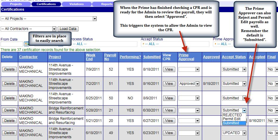 VIEW FROM A PRIME APPROVER ACCOUNT A Prime Approver will see the same navigational tabs across the top of their screen as the Lead Administrators.