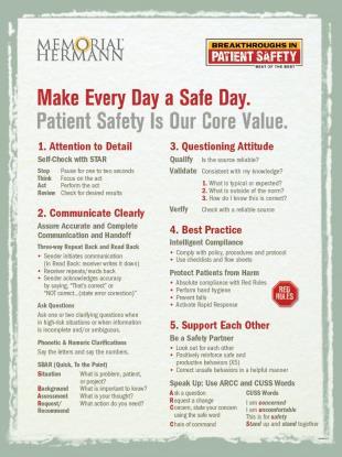 Role of the Board Moving the Memorial Hermann Healthcare System from Safety as a priority to Safety is our Core Value.