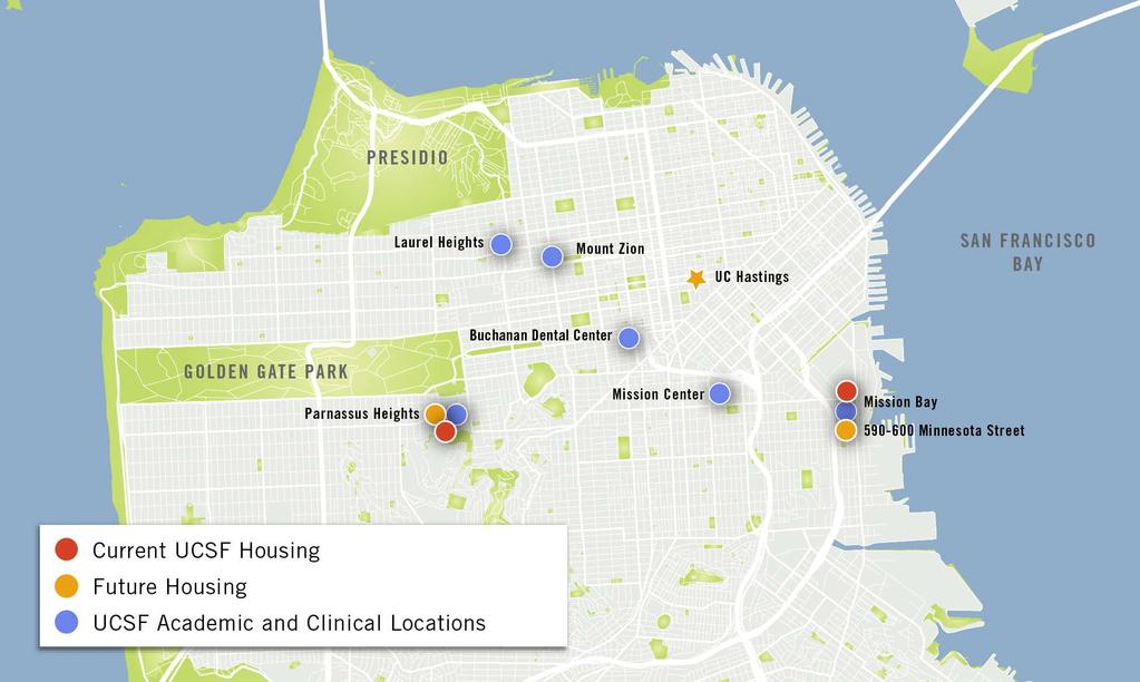 Figure 2 Location of UCSF Facilities Planning and Feasibility Testing UC Hastings and UCSF have invested considerable resources over the last several years to prepare provisional massing studies,