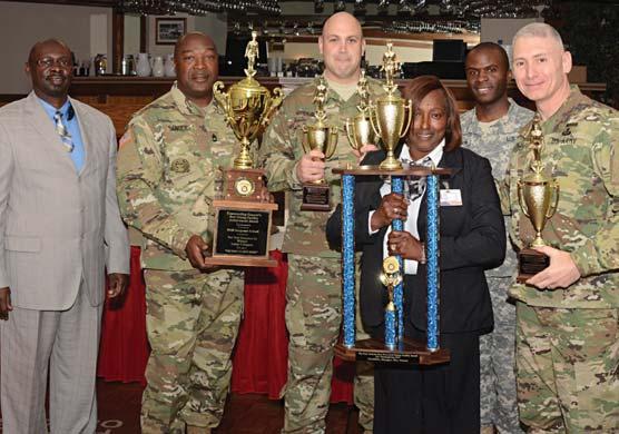 Army Installation Management Command, thanks Rose Edmond, chief of Child, Youth and School Services, for her service during his March 22