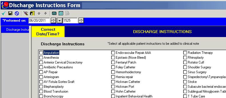 Discharge Instructions/Education Current State The Discharge Instructions Form is