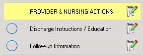Follow-Up Information The second Provider & Nursing action item is Follow-up Information.