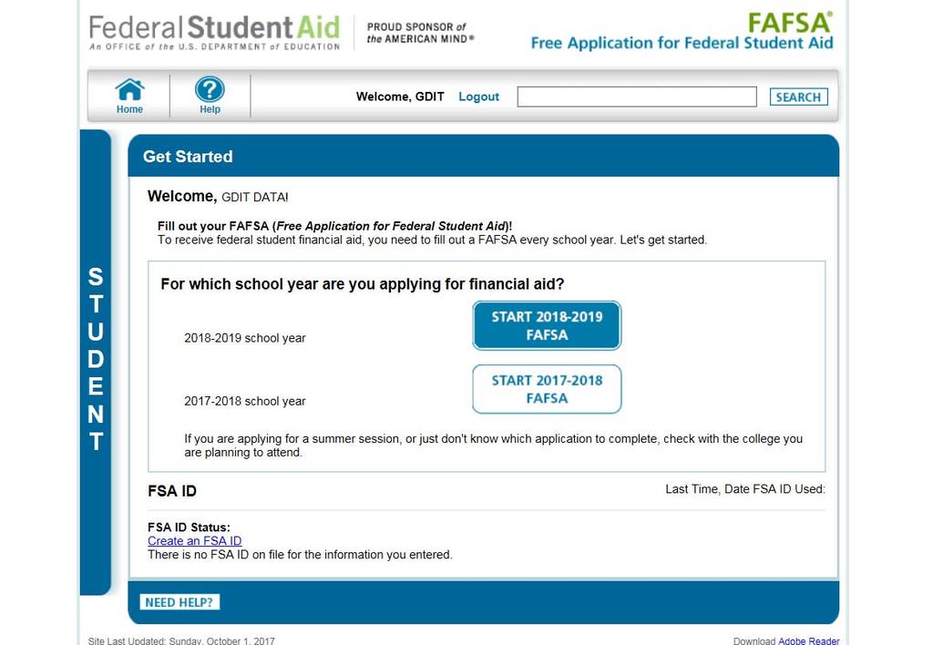 Submit the Correct FAFSA Attending school in Fall 2018?