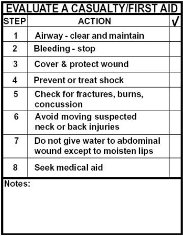 081-831-1023, Perform First Aid to Restore Breathing and/or Pulse 3. 081-831-1025, Perform First Aid for an Open Abdominal Wound 4. 081-831-1026, Perform First Aid for an Open Chest Wound 5.