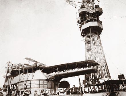 van Tol Flying-off platform on turret of USS Arizona, 1921. Whiting (third from left), 1918.