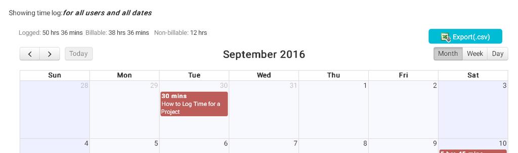 You can also edit the Time Log entries from the Time Log calendar view.