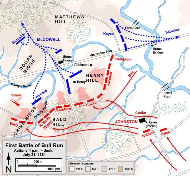 21 July 1861: First Battle of Bull Run (VA) Both sides composed of inexperienced troops. Initial retreat by Confederates was halted. Col. Thomas J.