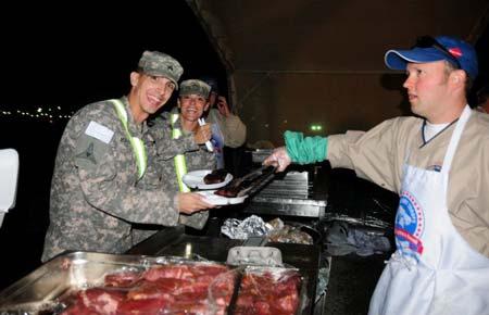 The St Paul, Minnesota-based group, Serve Our Troops, provided steak dinners to 6,300 Service Members and their families.