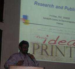 2013. Prof. Krishnasamy Selvan of SSN College of Engineering delivered a talk on Perspectives on research and publishing.