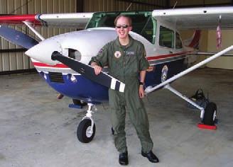 The late Sr. Mbr. Chris Hainsey, whose illness was the inspiration behind Dreams on Wings, hoped someday to pilot a plane like this CAP Cessna. Below, Chrisʼ father, CAP pilot Lt. Col.