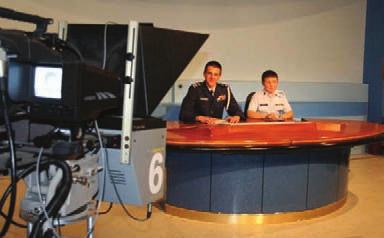 Photo courtesy of Long Island Group Public Affairs As part of the project, cadets took over the university's TV studio and filled key roles as on-air talent, camera operators and production staff.
