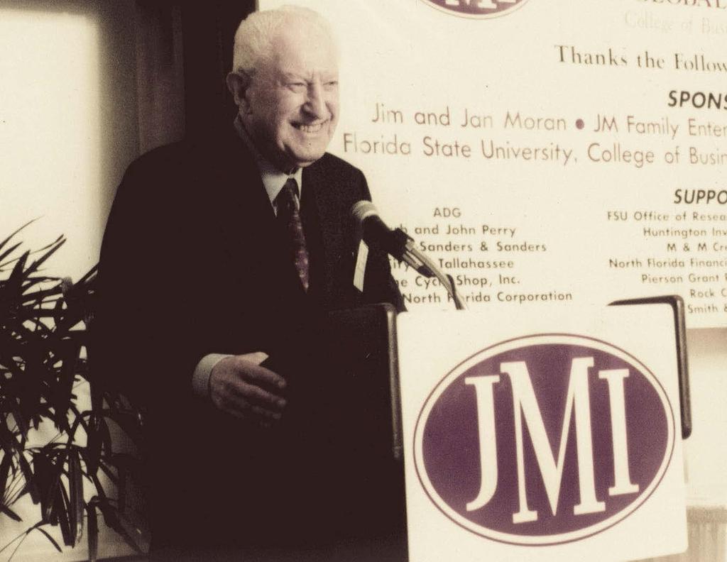 Our VISIONARY Born into humble beginnings, Jim Moran had a strong desire to succeed and believed in the power of hard work and giving back. As founder of JM Family Enterprises, Inc.