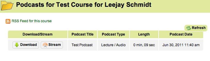 Under Quick Attach in the Podcast tool window, select Stream beside the podcast you wish to hear.