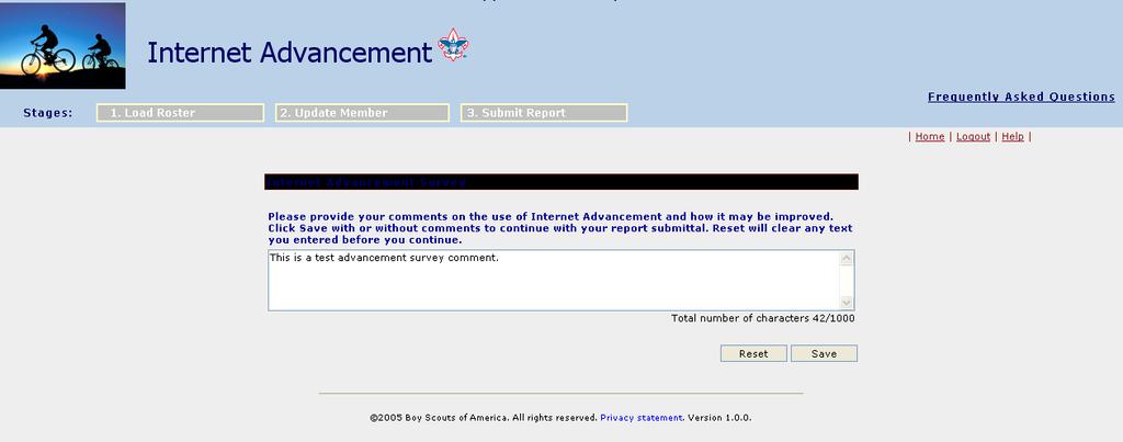 Submit Advancement Report to Council Step 2 For each new advancement report submitted, the user is