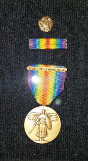 Medals he received: Bronze Star, Victory Medal and Battle Clasp Back of Medal World War I Victory Medal was