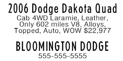 1667" x 7" Note: For additional display ad sizes contact your Star Tribune Sales Representative. Modular Ad Sizes Size A= 1.