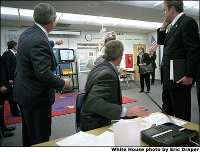 21. PRESIDENT BUSH WAS KNOWINGLY VULNERABLE THROUGHOUT 9-11 ATTACK: On the morning of September 11, 2001, President Bush attended a scheduled, publicized visit to Booker Elementary School in Florida.