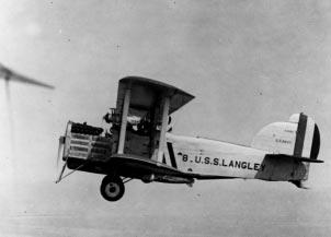 CARRIER AVIATION DT 2 from USS Langley with torpedo and rigged parachute, 1926.