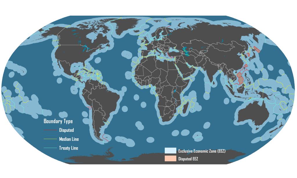 China s decades-old position that similar foreign military activities in China s EEZ are unlawful. 164 Figure C-2. Claimable World EEZs Source: Map designed by Dr.