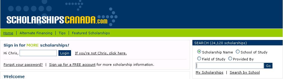 General Search Step 14 You can use the keyword search to find scholarships.