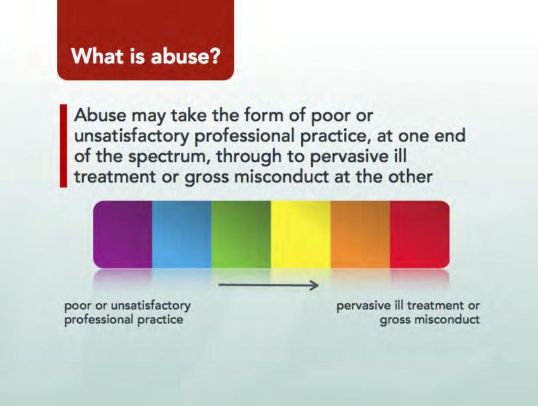 Show Slide 9: Abuse may consist of a single act or repeated acts. It may be physical, sexual or psychological/emotional.