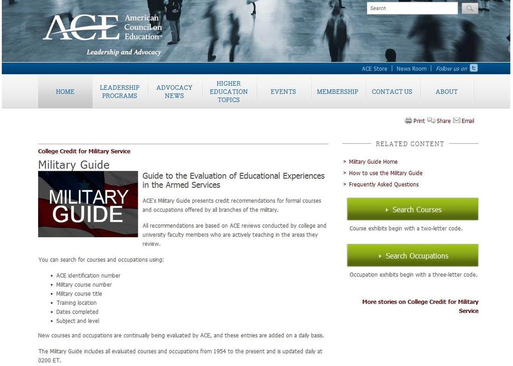Online ACE Military Guide http://www.acenet.