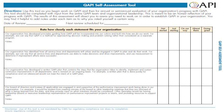 Leadership Quality of Care, Quality of Life, Resident Choice 27 QAPI Self-Assessment