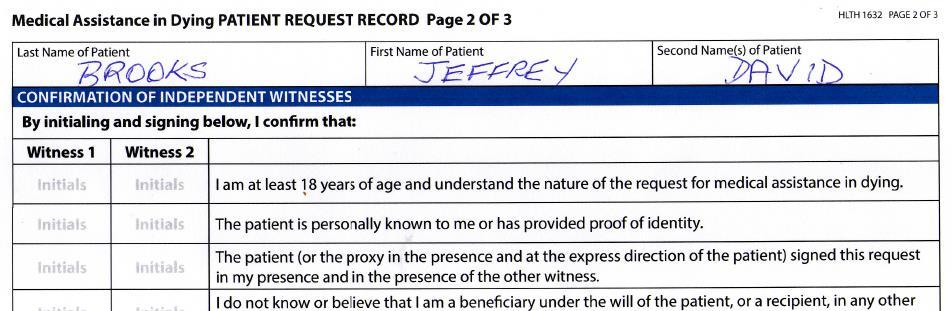 NOTE: The second statement requires the witnesses either know the patient or if not, they need