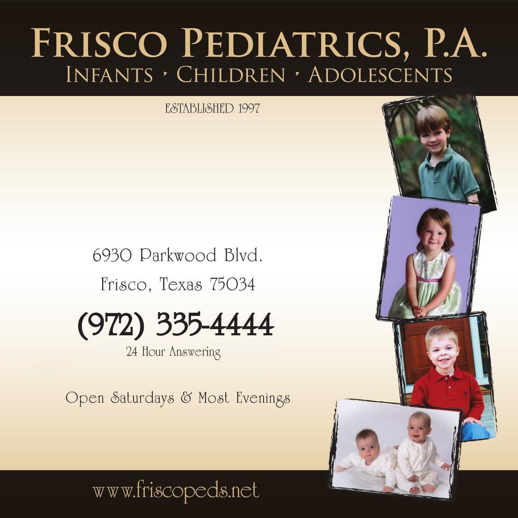 Greetings & Best Wishes In Your New Home From Welcome Wagon & Frisco Pediatrics, PA Kathleen D. Stokes, M.D., Ph.D. Yu-Chen Jennie Chung, M.D. Lauren A.