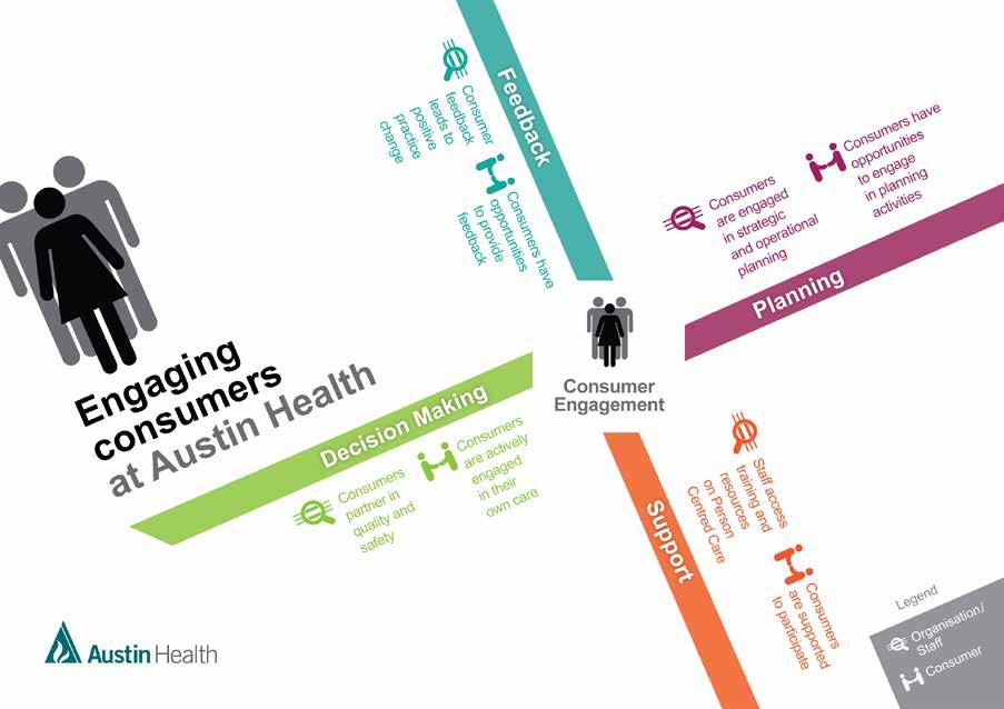 OUR CONSUMER ENGAGEMENT PLAN Austin Health has a structured organisation wide planning framework, with the strategic plan setting the overarching direction and agenda for the whole health service.