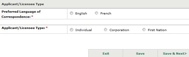 Step 7: Create your Profile The next step is creating a profile. The profile information required varies depending on whether you are applying as an individual, corporation or First Nation.